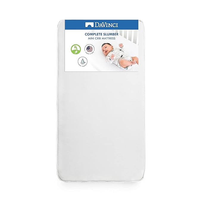 DaVinci Complete Slumber MINI Crib Mattress, Firm support, Lightweight, Waterproof, Greenguard Gold Certified