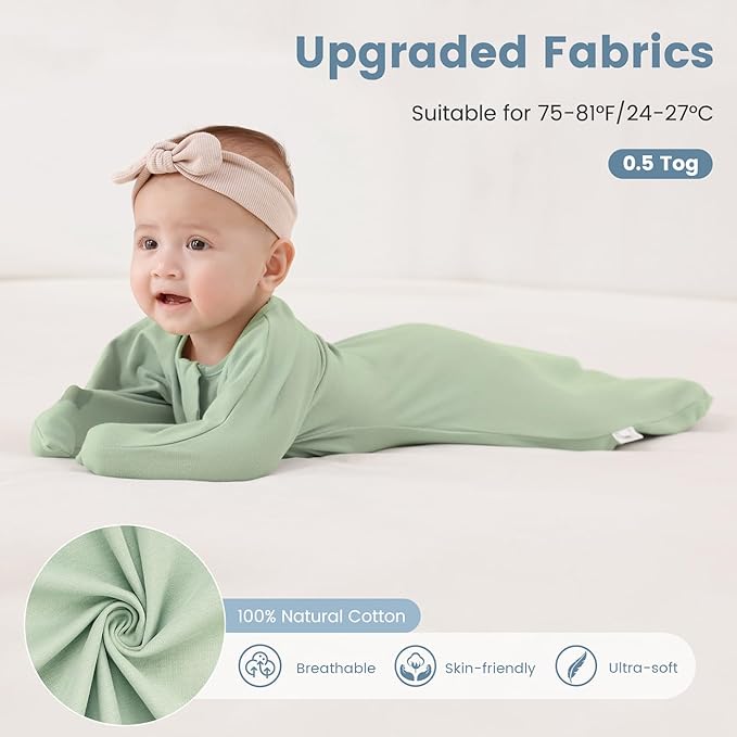 ZIGJOY Baby Transitional Swaddles for Newborns: 0.5 Tog Arms Up Sleep Sack 3-6-12 Months Soft Cotton Shark Fin 2 Way Zipper