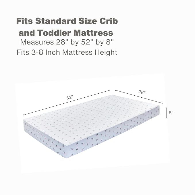 EVERYDAY KIDS 2 Pack Fitted Girls Crib Sheet, 100% Soft Breathable Microfiber Baby Sheet, Fits Standard Size Crib Mattress 28in x 52in, White and Pink Nursery Sheets with Flowers, Roses and Rosebuds