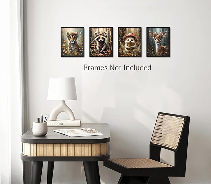 LNLAGBO Baby Safari Nursery Wall Decor,Farm Animals Canvas Wall Art,Baby Forest Animals Print,Animal Wall Art Prints Set of 6 Posters,Jungle Nursery Room Decor for Kids Room(Unframed)