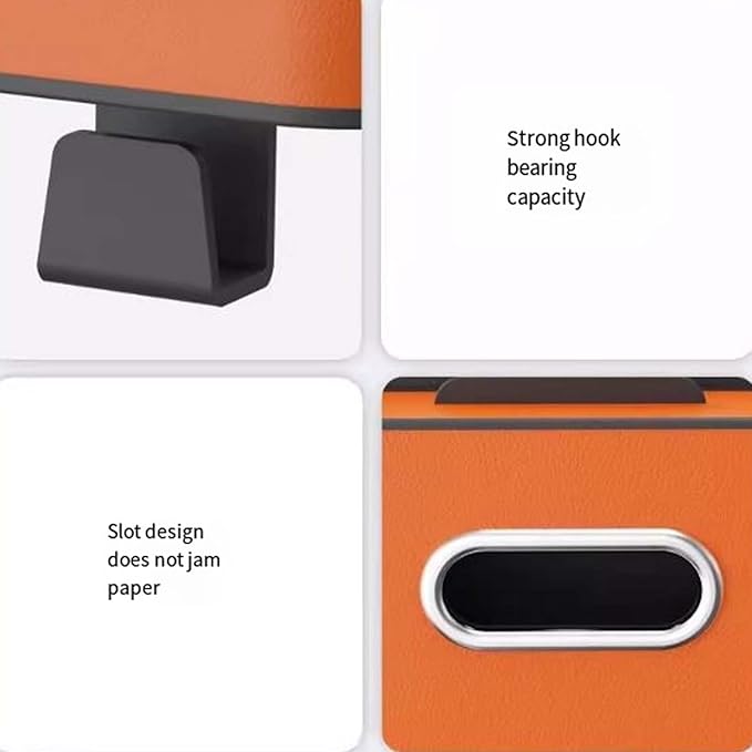 OJEYDFU 3-in-1 Car Backseat Organizer, 2026 Upgraded Multifunctional Car Seat Back Storage Box, Backseat Car Organizer with 2 Cup Holders, Tissue Box & Hooks, Universal Car Essentials (Orange)
