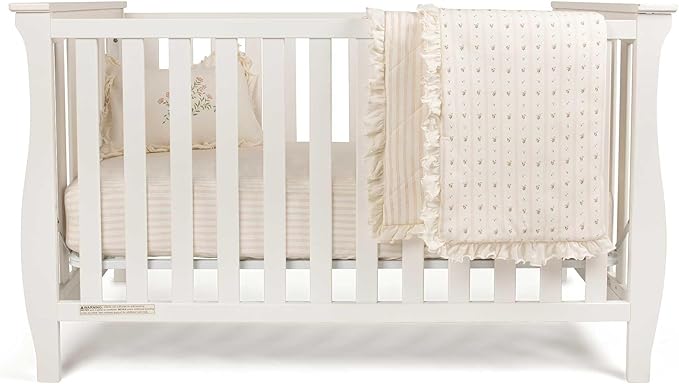 Ely's & Co. Crib Bedding Set for Girls, Toddler Bedding Set, 5 Piece Set - 2 Fitted Crib Sheets/Toddler Bed Sheets, Quilted Comforter and Decorative Pillow with Insert, Pink Linear Floral Collection