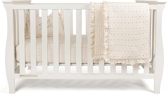 Ely's & Co. Crib Bedding Set for Girls, Toddler Bedding Set, 5 Piece Set - 2 Fitted Crib Sheets/Toddler Bed Sheets, Quilted Comforter and Decorative Pillow with Insert, Pink Linear Floral Collection
