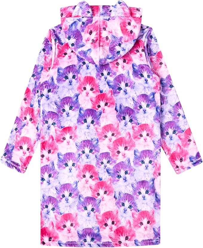 CHILDRENSTAR Girls Robe Kids Cat Bathrobes Plush Soft Fleece Pajamas Sleepwear