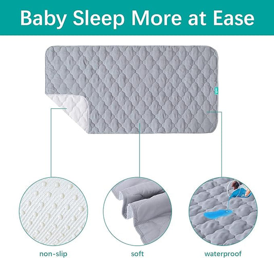 Waterproof Crib Mattress Protector Pad 28" x 52",Anti Slip & Durable Waterproof Pad Mat for Baby Standard Crib/Bed Pads Grey