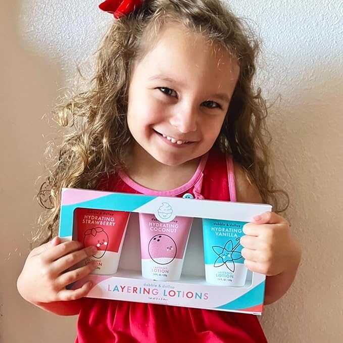 Dabble & Dollop Coconut Lotion, Layering Lotion, Hydrating Scented Lotions for Kids, All-Natural, Dermatologist Tested, Vegan & Cruelty-Free (3.4oz, Pack of 2)