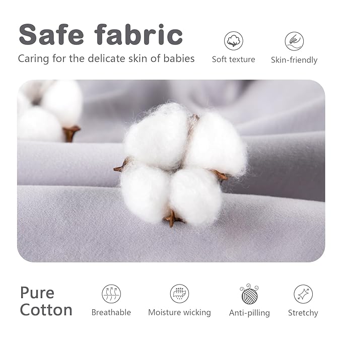 Mosebears Sleep Sack Baby Winter Wearable Blanket with 2-Way Zipper,2.5 TOG Cotton Sleep Sack Unisex (Light Grey, 12-18 Months)