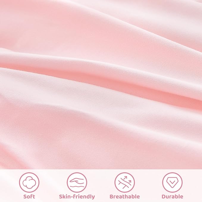 Wowelife Twin Comforter Set for Girls, Boho Pintuck Bedding Comforter Sets, 4 Pieces Ruffles Jacquard Embroidery Twin Bedding Sets with Comforter, Fitted Sheet, Flat Sheet and Pillowcase, Pink