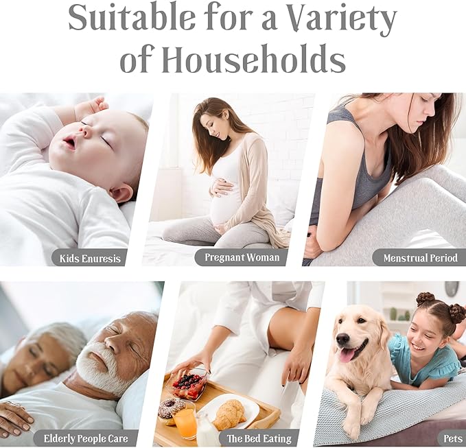 2 Pack Waterproof Mattress Protector, Queen Size Mattress Pad Noiseless with Deep Pocket 6"-18" Depth, Soft Breathable Dirt-Proof Bed Mattress Cover Washable for Home, Bedroom, Hotel (Gray)