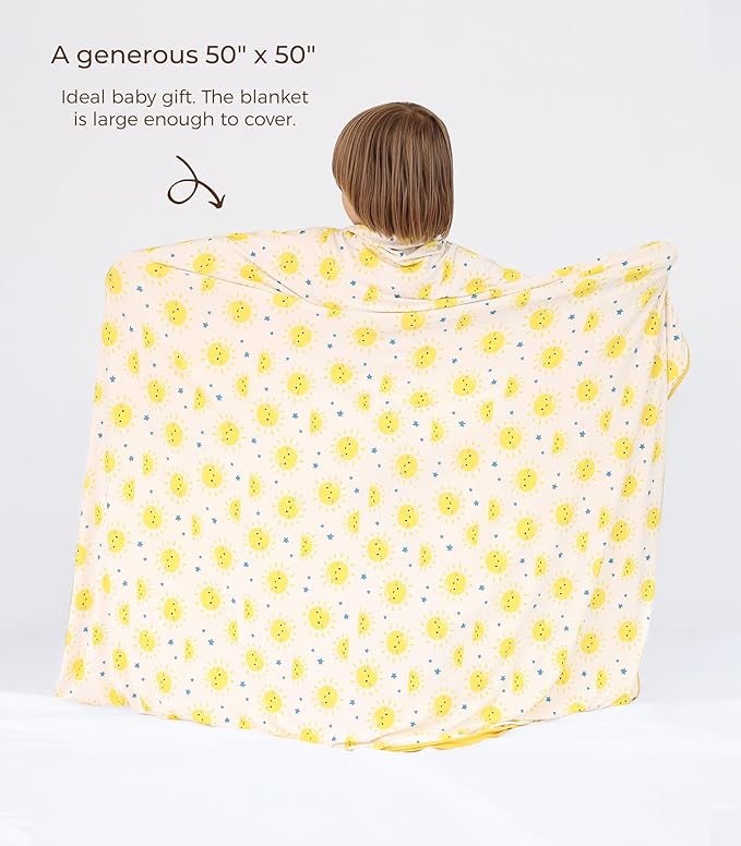 Premium Baby Blankets, Soft Viscose from Bamboo Blanket for Boys and Girls, Nursery Crib Bedding Quilt for Newborn and Toddler, Cooling for Hot Sleepers, 50'' x 50'' Sun