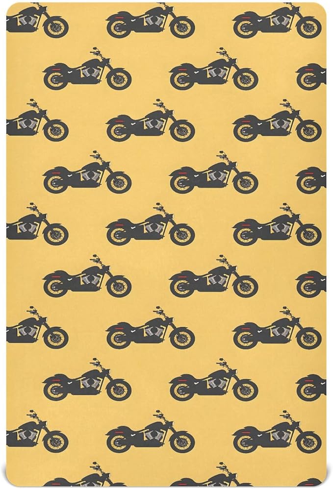 Baby Crib Sheets Fitted Crib Sheet Standard Crib and Toddler Mattress for Boys Girls 39 * 27in Pink Starfish Shell Pattern (Motorcycle Silhouettes On Yellow, Medium)