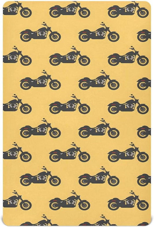 Baby Crib Sheets Fitted Crib Sheet Standard Crib and Toddler Mattress for Boys Girls 39 * 27in Pink Starfish Shell Pattern (Motorcycle Silhouettes On Yellow, Medium)