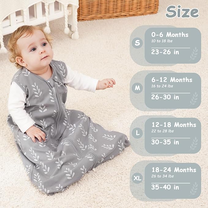 Looxii Baby Sleep Sack 0.5 TOG, 100% Cotton 3 Pack Wearable Blanket Baby Sleep Bag for Newborn Infant, 2-Way Zipper Lightweight Toddler Sleeping Sack 12-18 Months