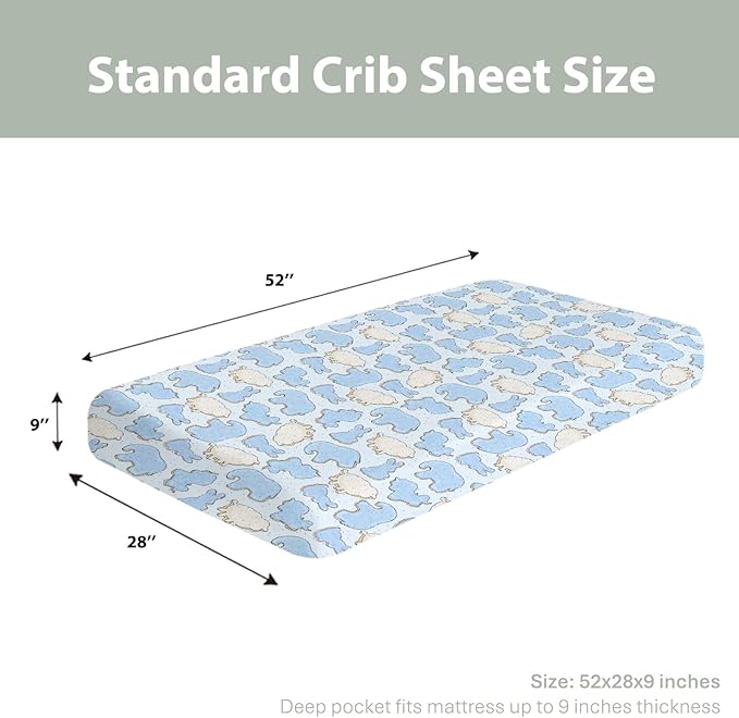 Blue Animal Cookie Baby Crib Sheets for Boy Girl 52"x28" Cute Frosted Animal Cookie Soft Snug Fitted Crib Mattress Cover Circus Animal Biscuits Baby Sheet for Standard Crib & Toddler Bed Mattress