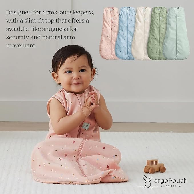 ergoPouch 2.5 Tog Jersey Sleeping Bag – Arms-Out Baby Sleep Sack, Ideal Transition from Swaddling, Slim Fit Keeps Baby Secure & Comfortable, Soft Breathable Fabric (3-12 Months, Willow)