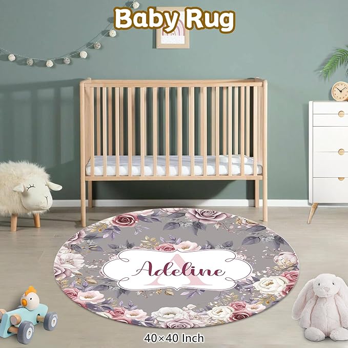 Personalized Baby Bedding - 5 Pcs Custom Name Bedding for Girls & Boys - Soft Toddler Crib Sets for Infant Customized Gifts, Rose