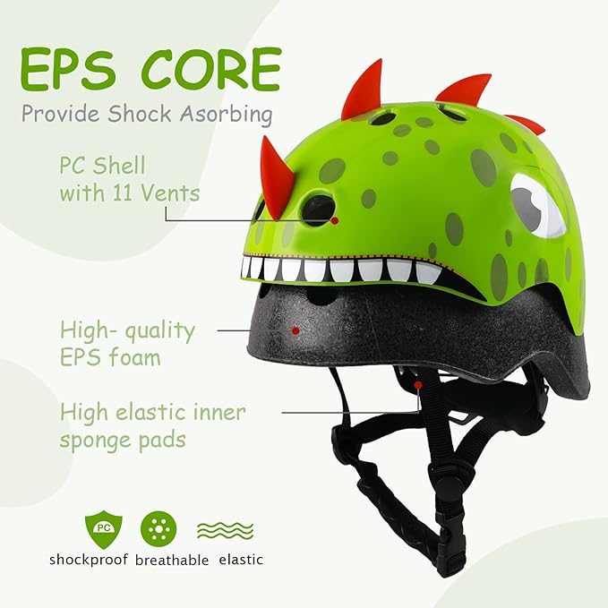 Kids Toddler Bike Helmet, Adjustable and Multi-Sport for Child Boys and Girls, 2 Sizes
