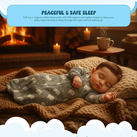 Babysoy Long Sleeve Wearable Blanket Sleep Sack, Infant to Toddler Sleeping Bag, Choose from size 0-24 Months