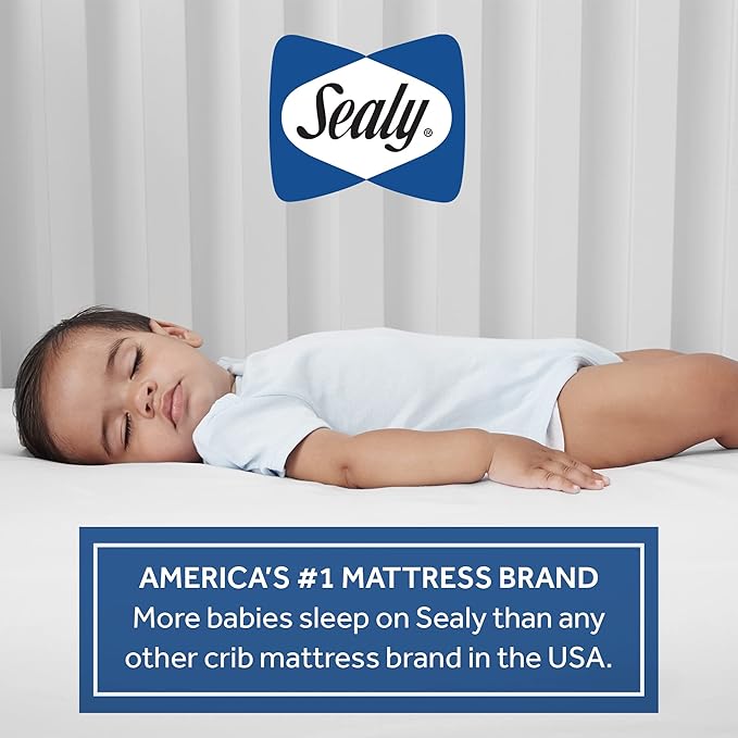Sealy Baby Butterfly Crib Mattress plus Toddler Bed Fit, Premium American Foam, Washable Easy to Clean Zip Off Cover, GREENGUARD Gold Certified, Safety & Quality Tested, Made in USA, 52"X28"