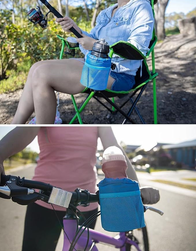 KEMIMOTO Motorcycle Cup Holder, Oxford Fabric Motorcycle Drink Holder with 0.6"-1.5" Alligator Clamp, Universal Water Bottle Cup Accessories for Bike, ATV/UTV, Scooter, Boat, Walker, Blue