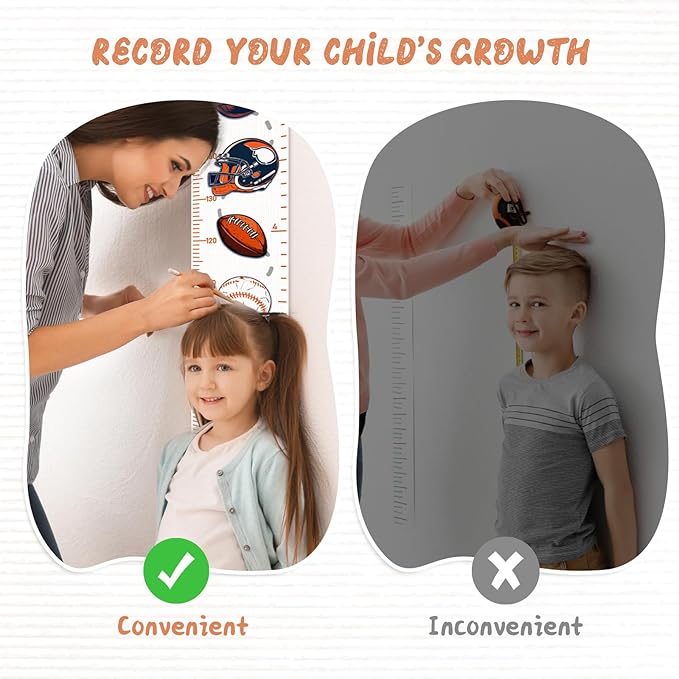 Woodemon Personalized Name Growth Chart for Kids, Ball Measuring Height Chart, Meaningful Memories Through Kid Size Chart Measurement, Growth Chart Ruler for Wall, Toddler Room Decor
