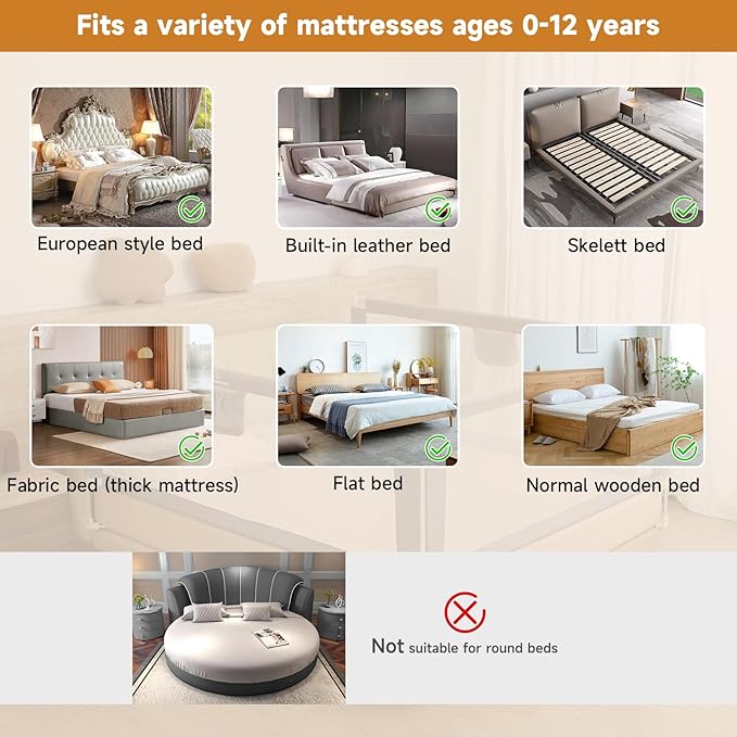 Bed Rail for Toddlers, Foldable Bed Rails Quick Assembly, Height Adjustable Bed Rail Guard with Steady U-Shape Base for Toddlers, Baby, Kids (1, 1 Side 74.8'')