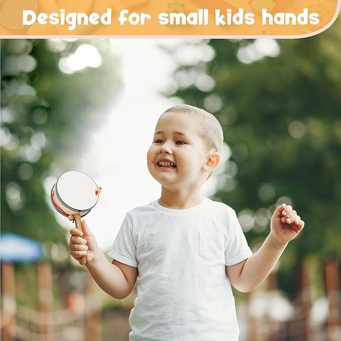Stoie's Wooden Toddler Musical Instruments with Drum, Hand Bells, Flute, Maracas, Castanet, Tamburine, for Babies and Kids, Eco Friendly Montessori Educational Toy