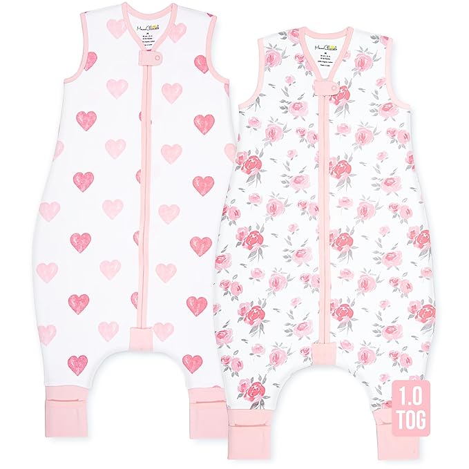 Mama Cheetah Toddler Sleep Sack with Feet 3T - 4T, 1.0 TOG Organic Cotton Baby Sleeping Bag with Legs, Baby Wearable Blankets for Walkers w/ 2-Way Zipper, Sleep Sack for Girls & Boys, Early Walker