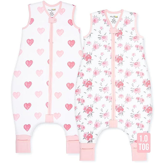 Mama Cheetah Toddler Sleep Sack with Feet 3T - 4T, 1.0 TOG Organic Cotton Baby Sleeping Bag with Legs, Baby Wearable Blankets for Walkers w/ 2-Way Zipper, Sleep Sack for Girls & Boys, Early Walker