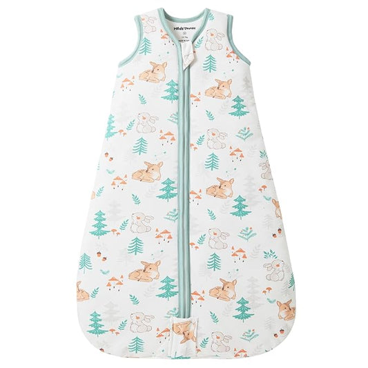 Baby Sleeping Bag 2.5 TOG Cotton Winter Sleep Sack for Newborn babies, Unisex Baby Wearable Blanket with Animal Patterns, Deer, L