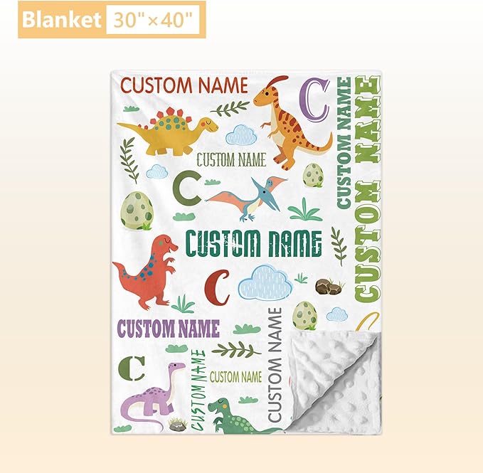 Custom Baby Bedding Set, 3 Pcs Personalized Name Crib Bedding Set for Nursery, Soft Double Layer Baby Crib Set for Boy Girl, Customized Gifts for New Parents Infants Toddlers, Green Dinosaur
