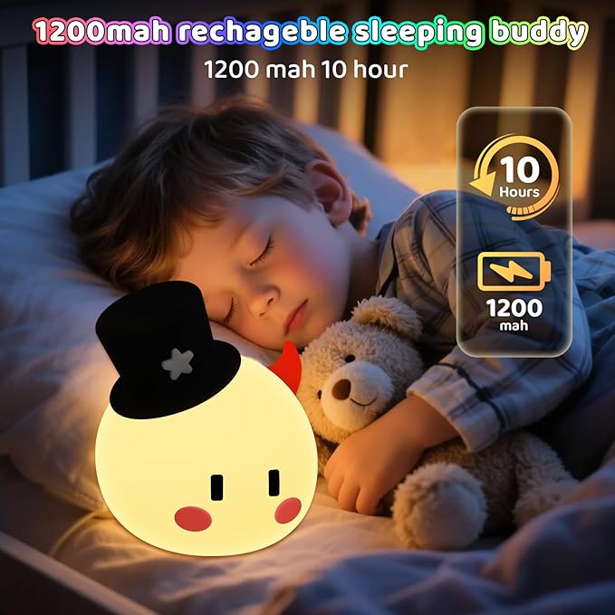 Monster Night Light for Kids Lamp, 8 Color Changing Dimmable Timer Bedside Night Lights, Squishy Silicone Lamp for Boys Girls Baby, Rechargeable Nursery Lamp for Toddler