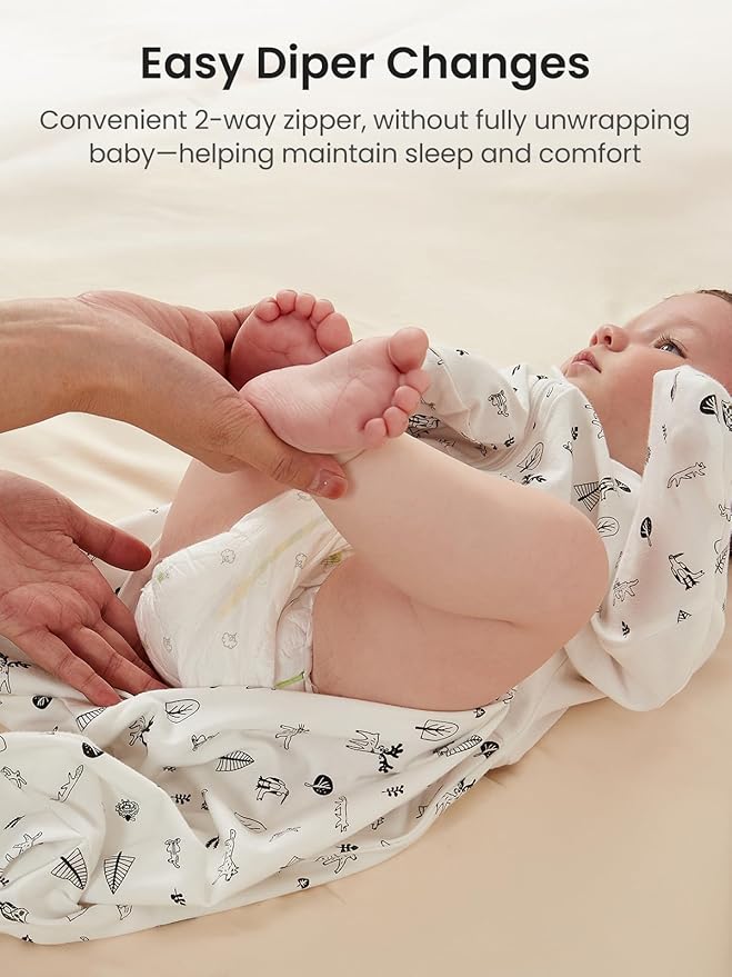 GROWNSY Transitional Swaddle Sleep Sack 6-12 Months, Starfish Design Baby Swaddle Sack, Dual-Zipper for Easy Diaper Changes, Proper Hip Development & Openable Foot Button, 19-27 lbs, Munchkin Forest