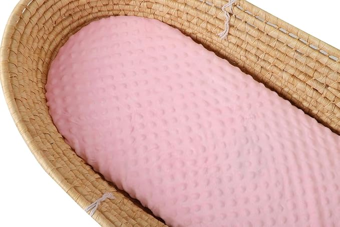 Dot Bassinet Sheet Set 2 Pack Stretch Fitted Cradle Sheets,Ultra Soft,Universal Fit Oval Rectangle Hourglass Pad/Mattress, for Baby Girls and Boys Pink & Floral