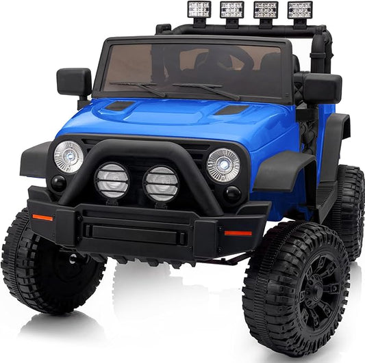 Kids Ride on Car Toy, 12V Electric Car for Kids with Remote Control, LED Light - Dark Blue
