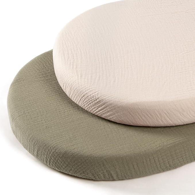 lulumoon Baby Muslin Bassinet Sheets: Snuggly Soft Cotton Sheets for Boys and Girls - Fitted foror Chicco Lullago Anywhere & Baby Bjorn Cradle & Bassinet