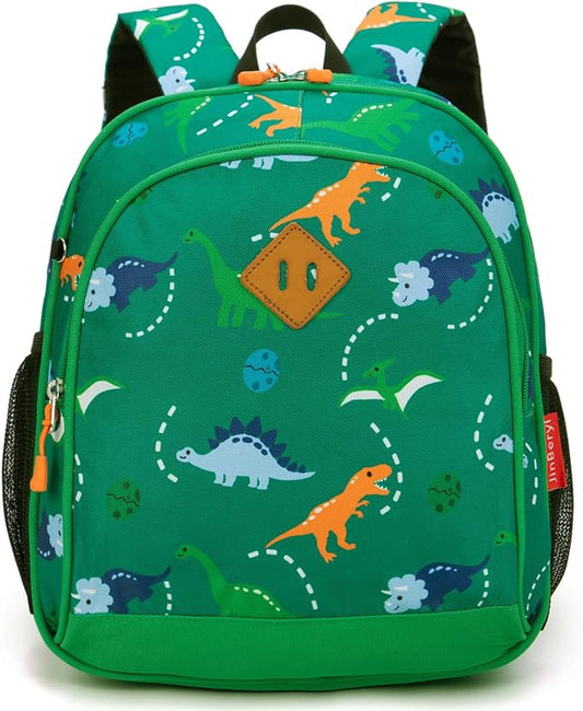 JinBeryl Toddler Backpack for Boys or Girls, Little Kids Backpack for Preschool or Kindergarten (Dinosaur Green, Mini)