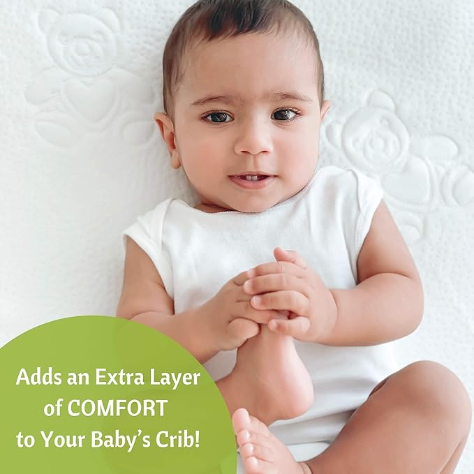 Vesta Baby Crib Mattress Protector - 52” x 28” Noiseless Waterproof Pad Cover - Absorbent Soft Jacquard Bamboo Rayon Fitted Sheet for Infant & Toddler Bed Potty Training