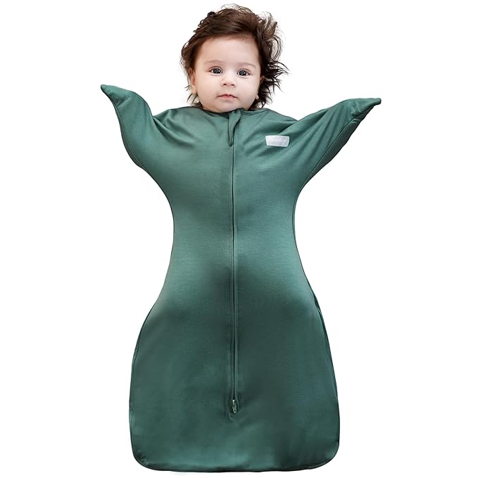 PuppyPaws Baby Sleep Sack 1.5 TOG, Transitional Swaddle with Arms Up Length Sleeves and Mitten Cuffs, Sleep Sack 6-9 Months, Wearable Blanket Baby, 95% Rayon derived from Bamboo, 5% Spandex