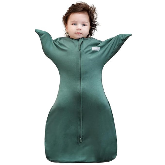 PuppyPaws Baby Sleep Sack 1.5 TOG, Transitional Swaddle with Arms Up Length Sleeves and Mitten Cuffs, Sleep Sack 6-9 Months, Wearable Blanket Baby, 95% Rayon derived from Bamboo, 5% Spandex