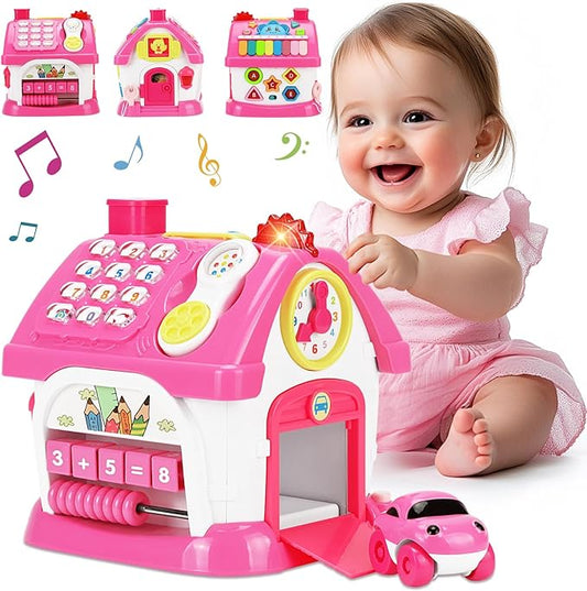 Aitbay Toys for 1 Year Old Girl Gifts: Baby Musical Toys 12-18 Months 8-in-1 Multi-Functional House - Montessori Educational Toys for Toddlers 1-3 - First Christmas 1st Birthday Gifts
