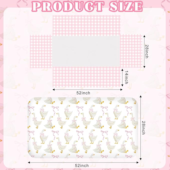 3 Pcs Baby Crib Bedding Set Silly Goose Baby Crib Sets Goose Nursery Decor Includes Quilt, Fitted Sheet, Skirt for Girl(Pink)