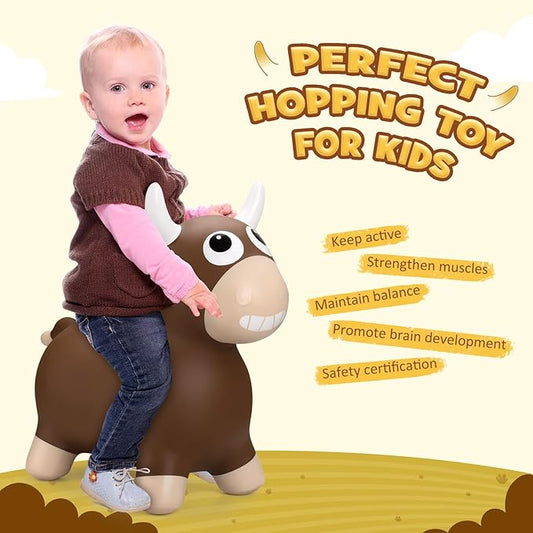 Upper Rider Bouncy Horse Hopper, Inflatable Farm Cow Bouncy Bull, Bounce and Ride on Animal Bouncer for Toddlers, Indoor Outdoor Birthday Gifts for Boys Girls 18 Months 2 3 4 5 6 Years Old