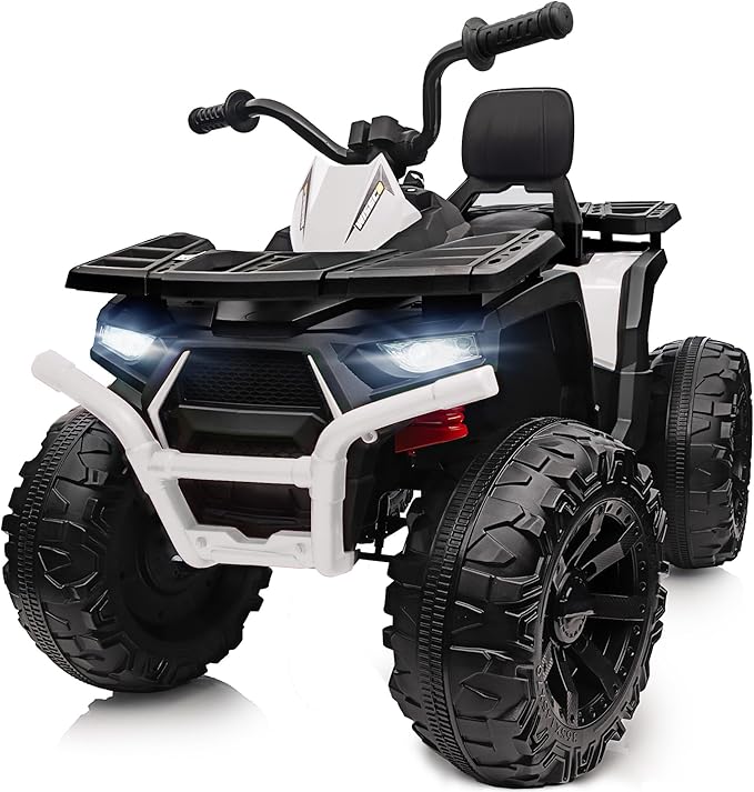 Kids ATV 4 Wheeler, 24V Ride On Toys Car for Big Kids with 400W Motor, 2 Seater - White