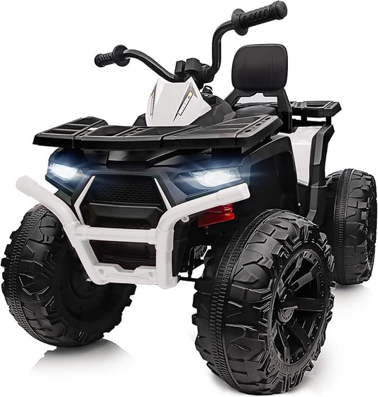 Kids ATV 4 Wheeler, 24V Ride On Toys Car for Big Kids with 400W Motor, 2 Seater - White