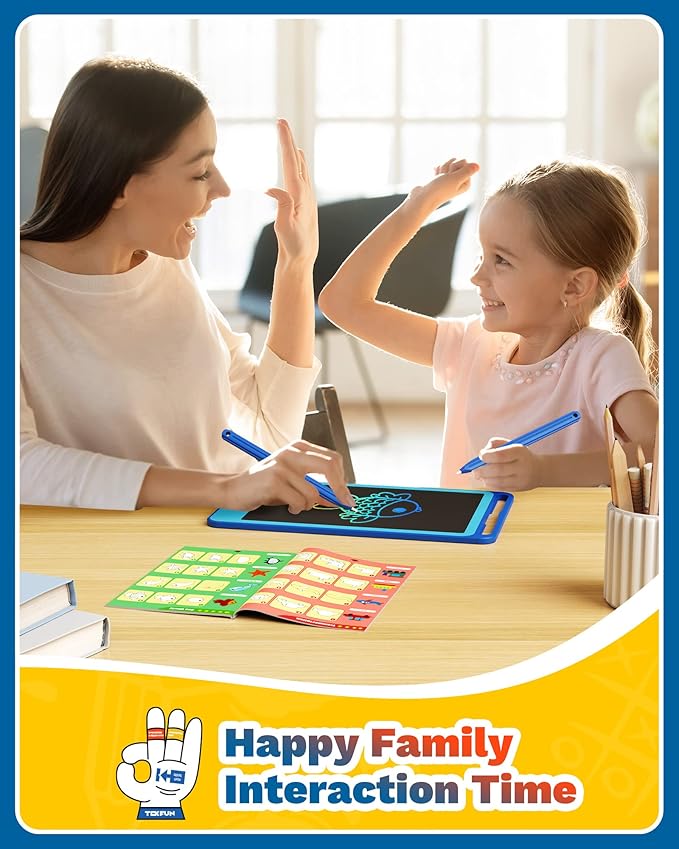TEKFUN LCD Writing Tablet for Kids, Doodle Board Drawing Board Reusable Drawing Tablet with Lanyard, Educational Kids Toddler Toys Birthday Gift for Boys Girls 3-12 Years Old (6”W x 8.8“H Blue)