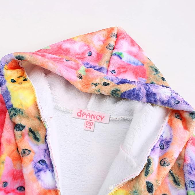 QPANCY Girls Robe Kids Bathrobes Soft Plush Fleece Pajamas Sleepwear