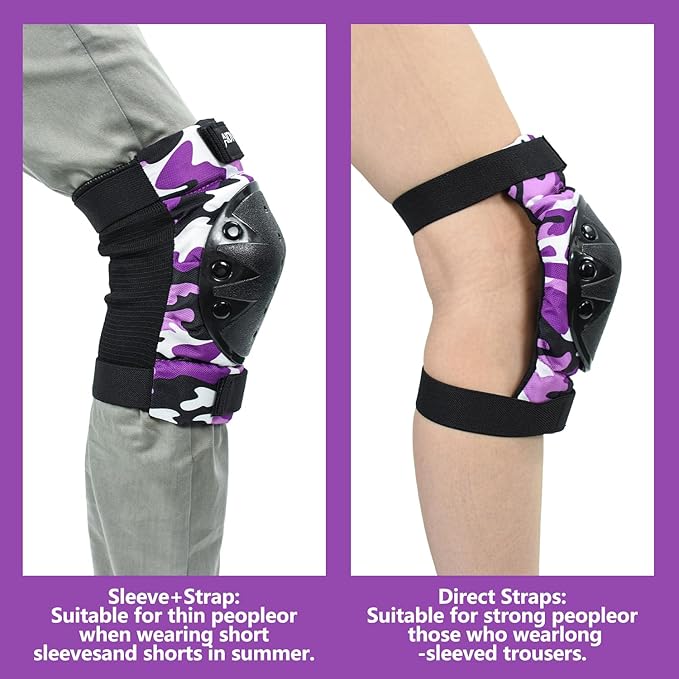 Adult/Youth/Kids Knee Pads and Elbow Pads Set Skateboard Protective Gear, 6 in 1 Knee Guards Kids Wrist Guards for Roller Skating Skateboarding Biking