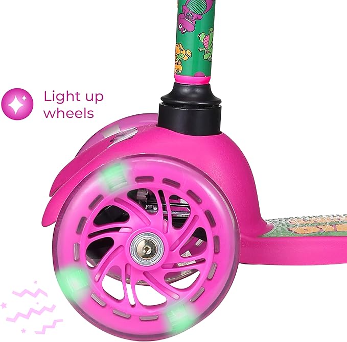 Self Balancing Kick Scooter with Light Up Wheels, Extra Wide Deck, 3 Wheel Platform, Foot Activated Brake, 75 lbs Limit, Kids & Toddlers Girls or Boys, for Ages 3 and Up