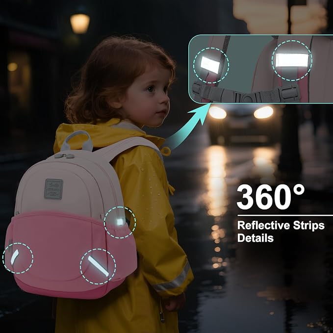 CAMTOP Toddler Backpack for Boys Girls 2-4, Kids Backpacks for Kindergarten Preschool, 12" H Small Bookbag for Daycare Travel (Pink Color-Blocking, 12''- Not fit A4 folder)